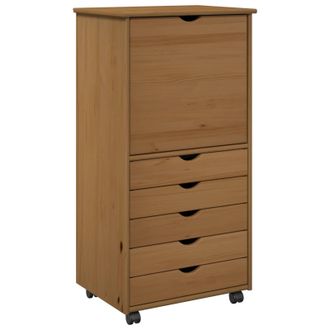 vidaXL Gabinete Rodante 53 X 39 X 103 Cm Madera De Pino Macizo Vidaxl