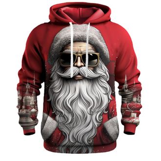 Generic Mens Christmas Hoodie Sweatshirt Santa Festive Sweatshirt Funny Christmas Jumpers Mens Christmas Print Hooded Long Sleeve Hoodie Top Xmas Party Hooded