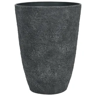 Beliani Maceta Alta De Piedra Para Jard&iacute;n Para Interior Y Exterior 43 X 60 Cm Negro Camia