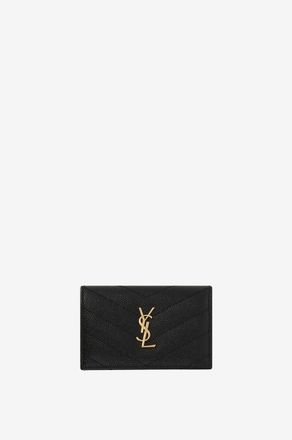 Saint Laurent Mini-Brieftasche aus gestepptem Leder Cassandre