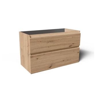 Saniclass Vita Badkameronderkast - 100cm - 2 lades - greeploos - rustiek eiken