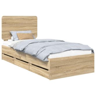 vidaXL Estructura De Cama Roble Sonoma 100 X 200 Cm Madera Ingenieril Vidaxl
