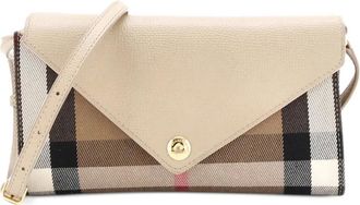 Burberry Hannah Envelope Wallet on Strap Leather and House Check Canvas crossbody bag - Bruin