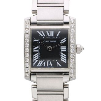 Cartier Pre-owned Cartier Tank Quartz Diamond Black Dial Ladies Watch W51026Q3