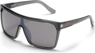 Spy Flynn Plastic Frame Fashion Sunglasses Translucent Gunmetal Happy Gray Gunmetal Mirror, Acetate