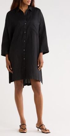 James Perse Long Sleeve Linen Shirtdress in Black at Nordstrom Rack, Size 3 (Fits Like 8-10 Us)
