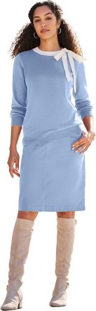 Jessica London Tie-Neck Sweater in Azure Mist at Nordstrom, Size 28