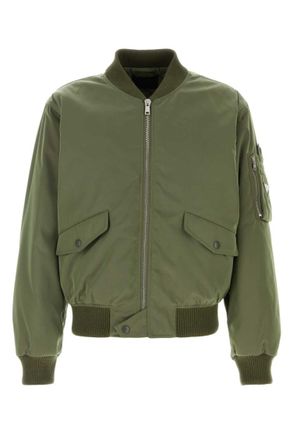 ジャケットその他 PRADA Olive Green Nylon Bomber Jacket Re-Nylon cropped down bomber jacket in green - Prada | Mytheresa