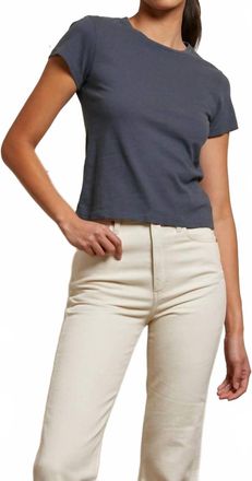 perfectwhitetee Lisa Recycle Cotton Slim Crew Top In Night