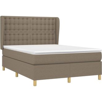 vidaXL Vidaxl - Cama Box Spring Con Colch&oacute;n Tela Gris Taupe 140x190 Cm