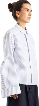 sacai Womens Chemise Poplin Shirt Ray&eacute;e Blanc Cass&eacute; White