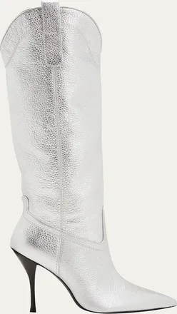 Stuart Weitzman Outwest Metallic Calfskin Stiletto Western Boots