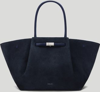 DeMellier The New York in Midnight Blue Suede & Midnight Blue Smooth Leather Shoulder bag