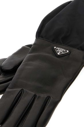 Prada Womens Lamb Leather Gloves Black Lambskin