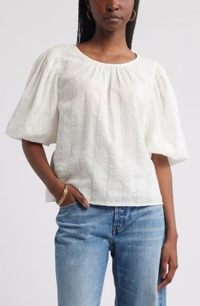 Treasure & Bond Bubble Sleeve Cotton Dobby Top in Ivory Egret at Nordstrom Rack, Size Xx-Small