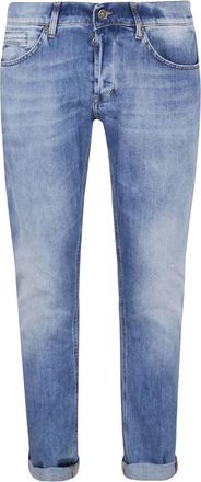 Dondup Blauwe Jeans met Whiskering Effect - Heren - Slim Fit Jeans - Blauw - W35 - Katoen - Jeans