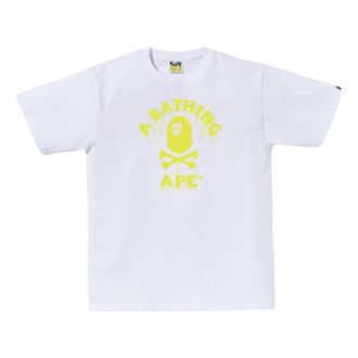 A Bathing Ape Drip Ape Crossbone College T-Shirt White 4K70-110-004-WHT