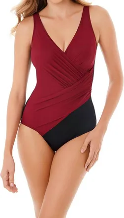 Miraclesuit Oceanus Surplice One Piece Swimsuit In Red