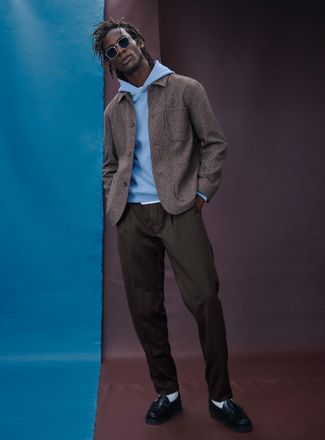 Selected Mens Grey comfort-waist pant Regular tapered fit