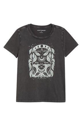 Lucky Brand Moon Flower Graphic Cotton T-Shirt in Jet Black at Nordstrom, Size Xx-Large