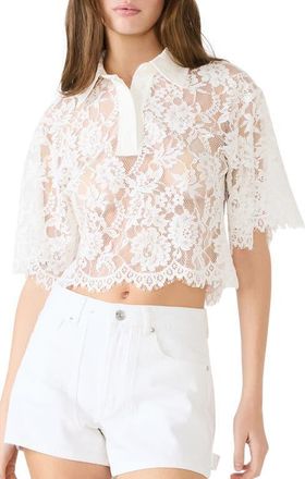 Steve Madden Monette Floral Lace Layering Top in Antique at Nordstrom, Size Large