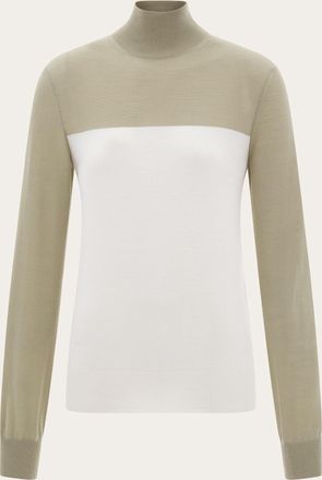 Ferragamo Donna Lupetto bicolore Bianco