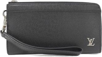 Louis Vuitton Black Leather Long Wallet (Bi-Fold) (Pre-Owned)