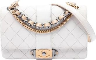 Chanel Pre-owned Quilted Satchel - Dames - Vintage Schoudertas - Wit - ONE Size - Leer - Vintage