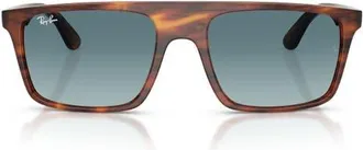 Ray-Ban 57mm Gradient Square Sunglasses in Striped Havana/blue Grey at Nordstrom