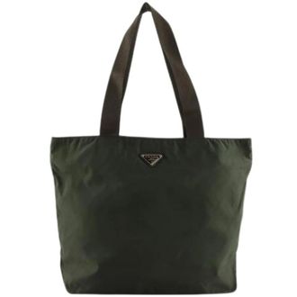 Prada Pre-owned Tote Bags, female, Green, Size: ONE SIZE Pre-owned Nylon Tote Bag