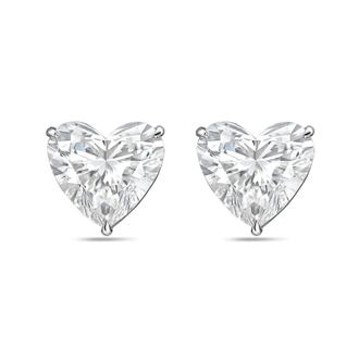 Diana M. Jewels 14Kt White Gold 15.00 cts Lab Grown Heart shaped Diamond Studs