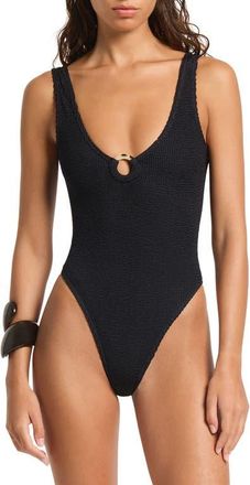 Bond-Eye Mara O-Ring One-Piece Swimsuit in Black Shimmer at Nordstrom