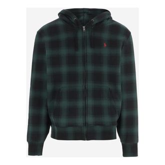 Polo Ralph Lauren Zip-throughs, male, Multicolor, S, Cotton Sweatshirt with Checked Pattern