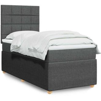 vidaXL Cama Box Spring Con Colch&oacute;n Tela Gris Oscuro 90x200 Cm Vidaxl