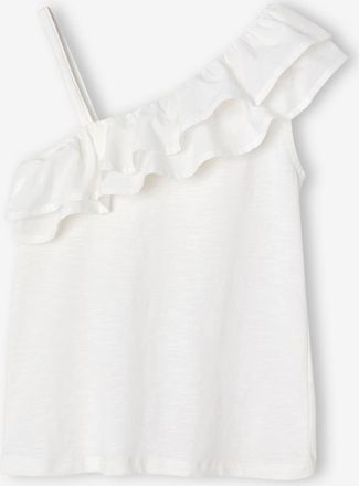 Vertbaudet Asymmetrisches M&auml;dchen Volant-Top wollwei&szlig;