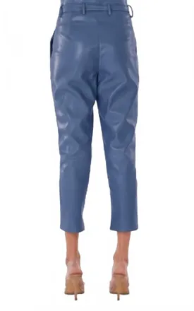 Dolce Cabo Leather Crop Pants In Steel Blue