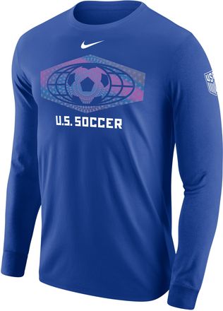 Nike USA Nike Mens Soccer Long-Sleeve Cotton T-Shirt in Blue | M12333USMS-RYL