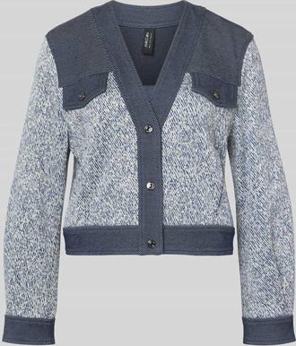 Marc Cain Cardigan aus Viskose-Mix mit V-Ausschnitt in Marine Melange, Gr&ouml;&szlig;e 36