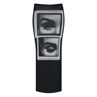 Jean Paul Gaultier Midi Skirts, female, Black, Size: M Printed Maxi Skirt