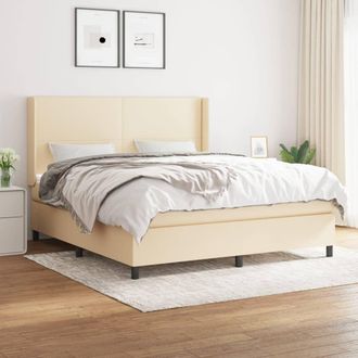 vidaXL Vidaxl - Cama Box Spring Con Colch&oacute;n Tela Color Crema 180x200 Cm