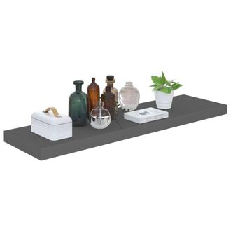 Berkfield Home Durable Floating Wall Shelves 4 pcs High Gloss Grey 90x23.5x3.8 cm MDF