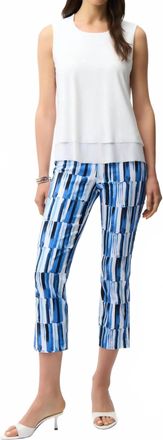 Joseph Ribkoff Millennium Abstract Print Crop Pull-On Pants In Blue