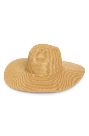 Nordstrom Packable Wide Brim Straw Panama Hat in Dark Natural at Nordstrom