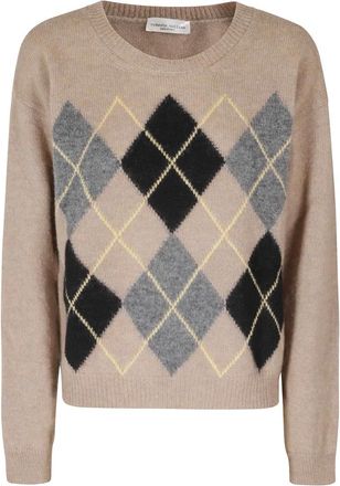 Roberto Collina Maglione Intarsia Argyle - - Knitwear - Donna - Beige - S