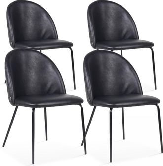 Oviala Lote de 4 sillas de Alfombra recubierta en negro