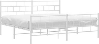 vidaXL Estructura Cama Sin Colch&oacute;n Con Estribo Metal Blanco 200x200 Cm Vidaxl