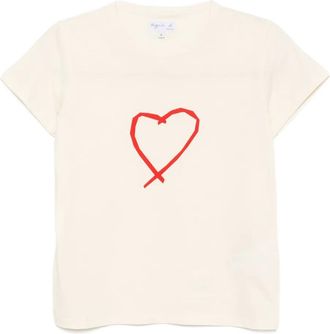 agnès b. graphic-print cotton T-shirt - women - Organic Cotton - 1 - Neutrals