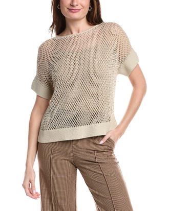 Lafayette 148 New York Mesh Stitch Bateau Neck Sweater