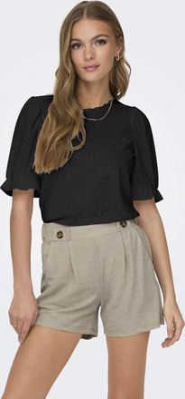 Only Kurzarmshirt ONLY ONLNEW SMILLA LIFE S/S PUFF TOP JRS, Damen, Gr. XL, schwarz, Jersey, Obermaterial: 95% Polyester, 5% Elasthan, unifarben, regular fi