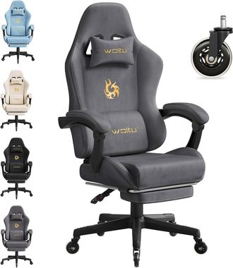 Woltu Woltu Sedia Gaming Ergonomica Ufficio In Tessuto Scamosciato, Grigio